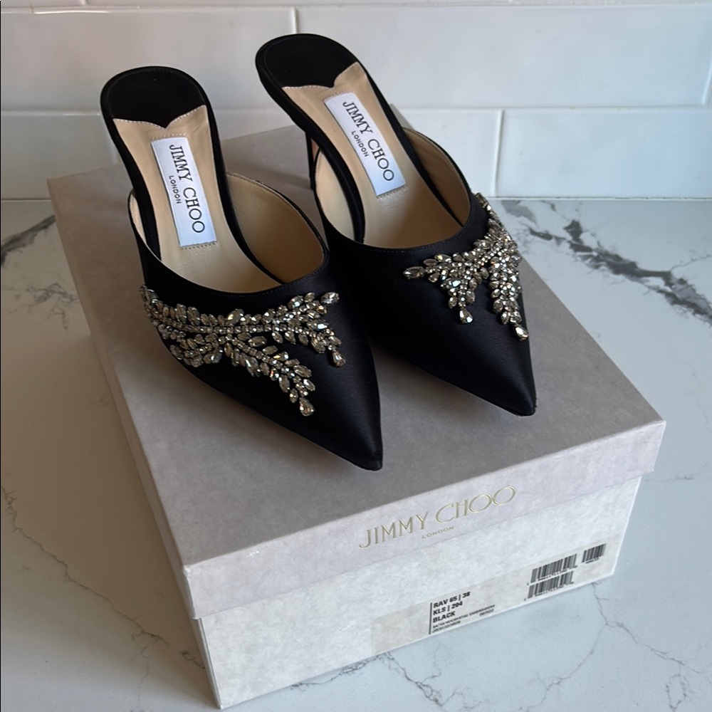 Jimmy Choo Black Stiletto Heels with Embellishments
